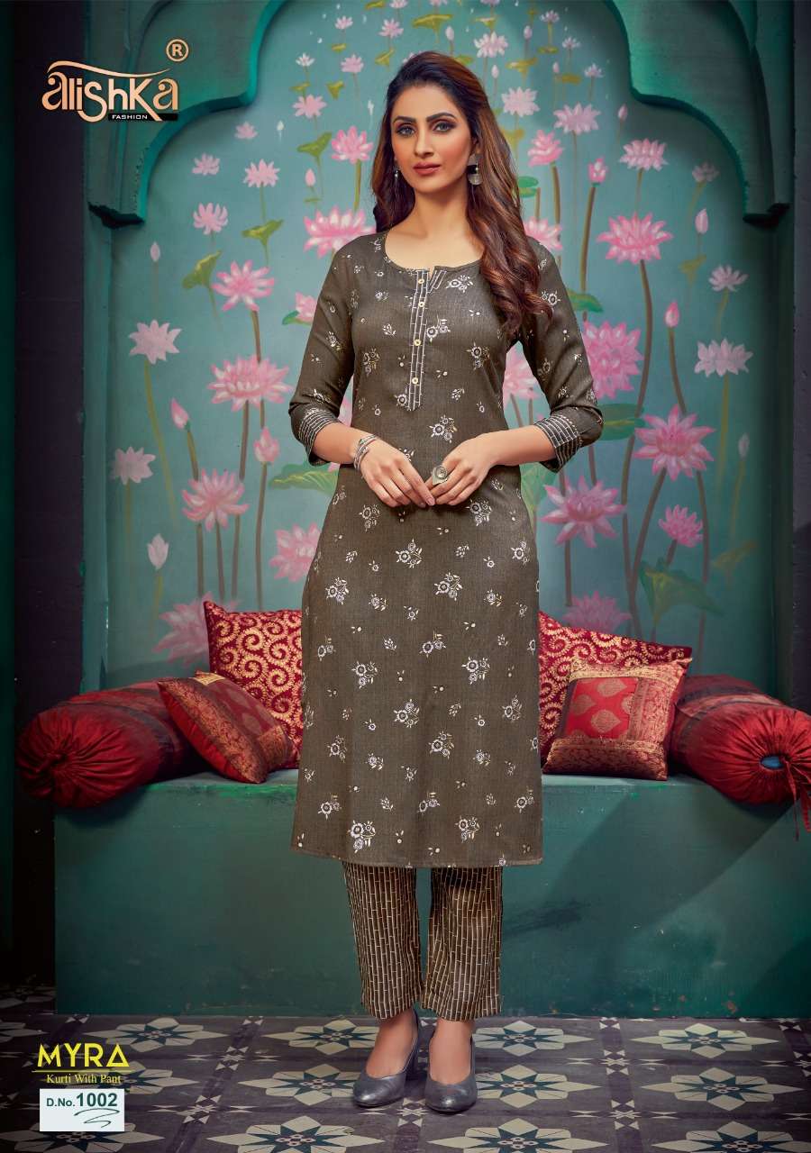 MYRA BY ALISHKA FASHION 1001 TO 1003 SERIES DESIGNER STYLISH COLORFUL FANCY BEAUTIFUL PARTY WEAR & ETHNIC WEAR RAYON PRINTED KURTIS AT WHOLESALE PRICE