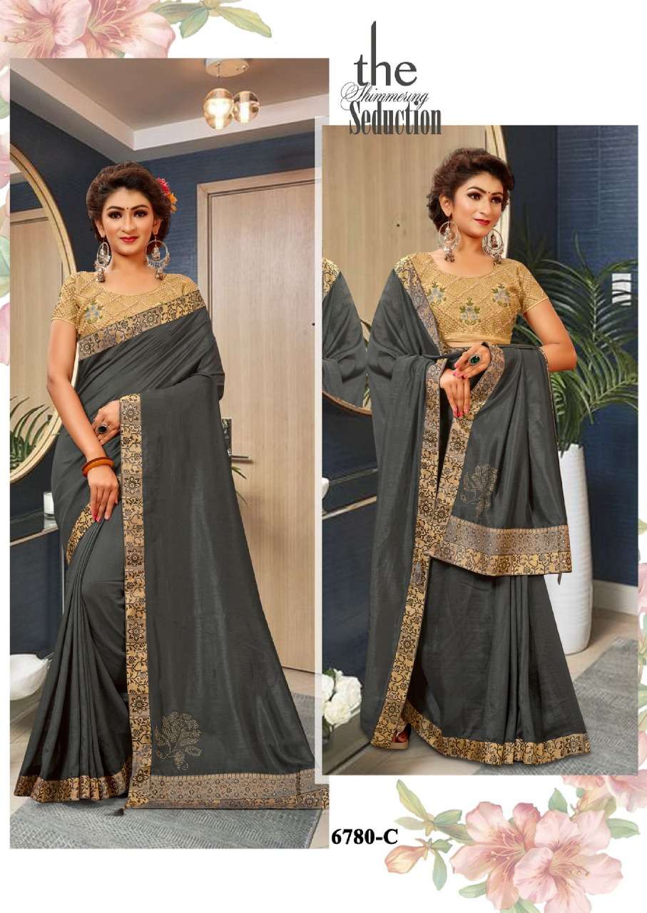 VANYA BY SITKA 6780-A TO 6780-G SERIES INDIAN TRADITIONAL WEAR COLLECTION BEAUTIFUL STYLISH FANCY COLORFUL PARTY WEAR & OCCASIONAL  VICHITRA SILK SAREE WITH HEAVY BORDER & WORK BLOUSE AT WHOLESALE PRICE