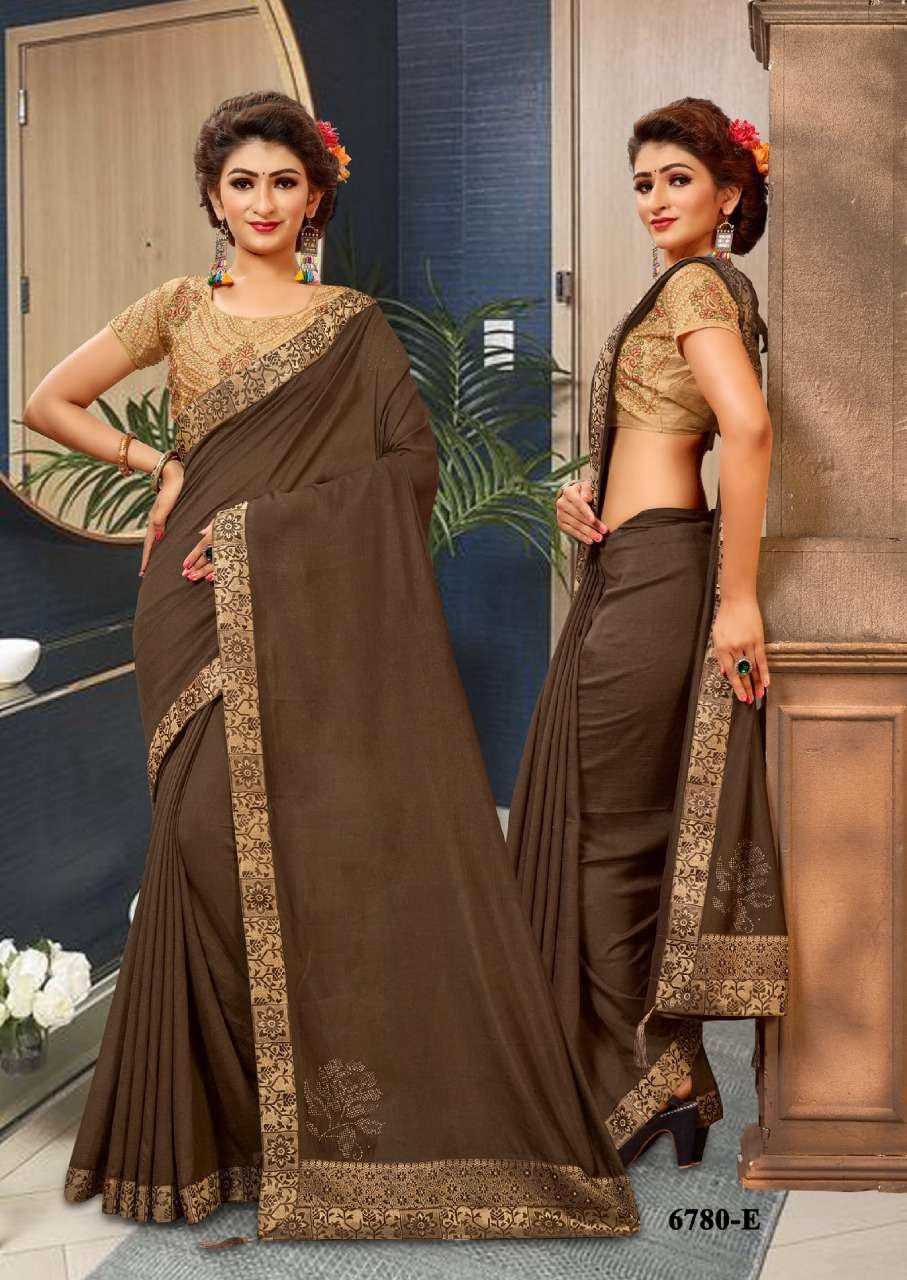 VANYA BY SITKA 6780-A TO 6780-G SERIES INDIAN TRADITIONAL WEAR COLLECTION BEAUTIFUL STYLISH FANCY COLORFUL PARTY WEAR & OCCASIONAL  VICHITRA SILK SAREE WITH HEAVY BORDER & WORK BLOUSE AT WHOLESALE PRICE