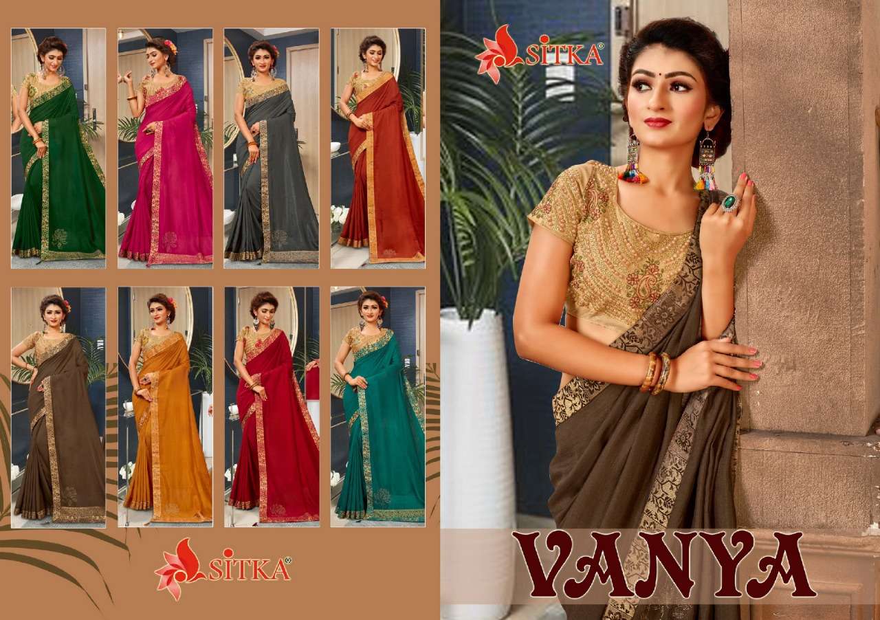 VANYA BY SITKA 6780-A TO 6780-G SERIES INDIAN TRADITIONAL WEAR COLLECTION BEAUTIFUL STYLISH FANCY COLORFUL PARTY WEAR & OCCASIONAL  VICHITRA SILK SAREE WITH HEAVY BORDER & WORK BLOUSE AT WHOLESALE PRICE