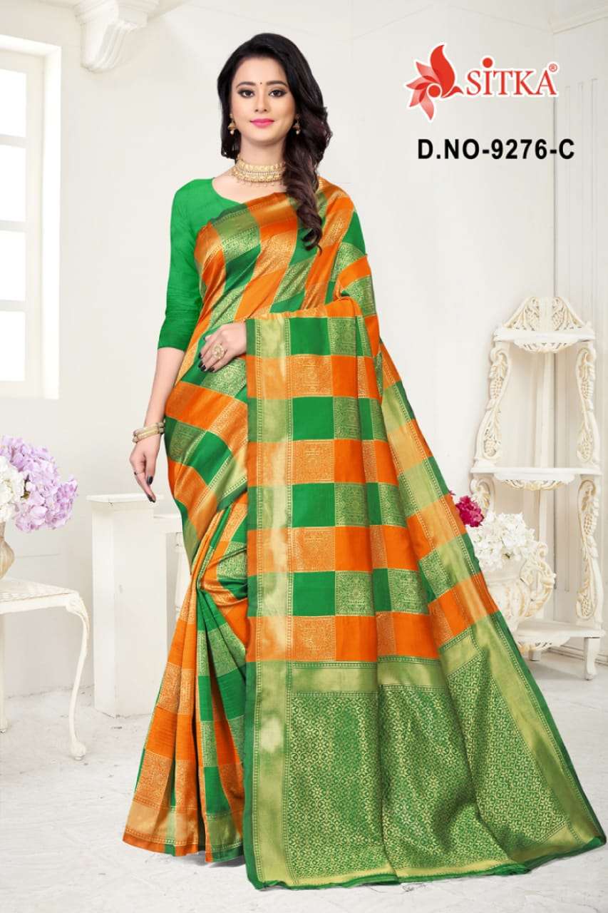 BHAGYALAXMI BY SITKA 9276-A to 9176-D SERIES INDIAN TRADITIONAL WEAR COLLECTION BEAUTIFUL STYLISH FANCY COLORFUL PARTY WEAR & OCCASIONAL WEAR PURE HANDLOOM COTTON SILK SAREES AT WHOLESALE PRICE
