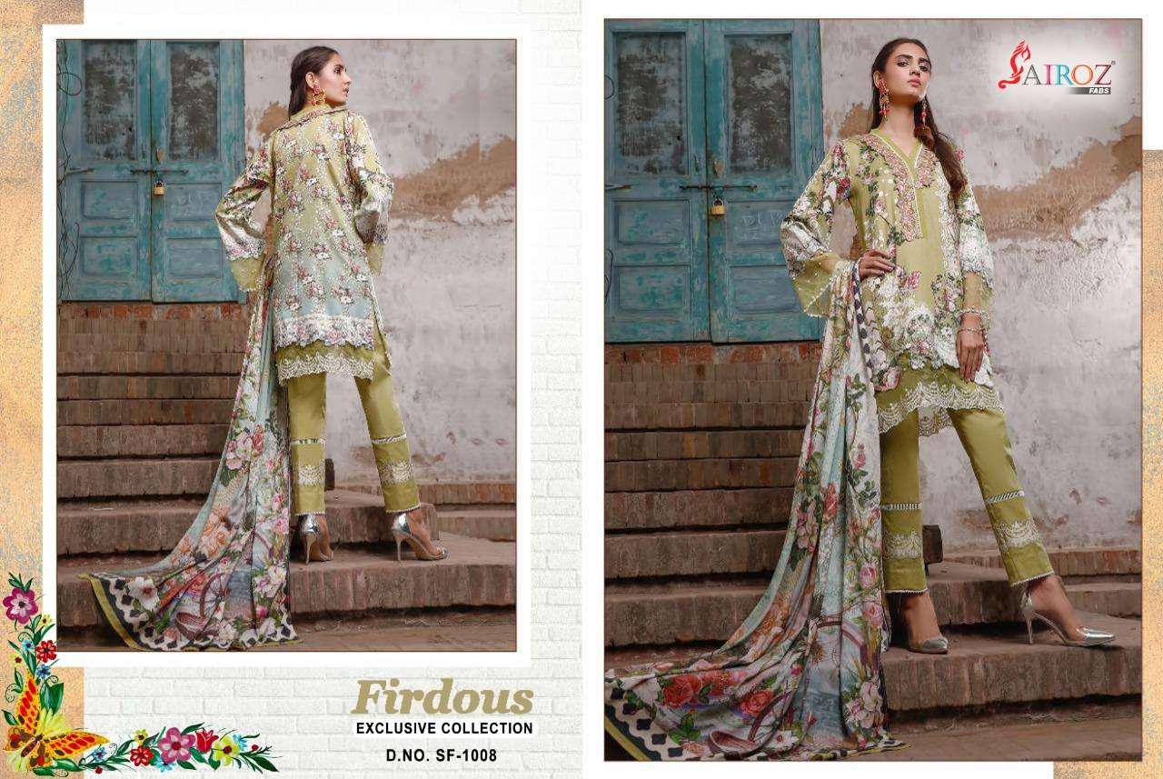 FIRDOUS EXCLUSIVE COLLECTION VOL-2 BY SAIROZ FABS 1007 TO 1008 SERIES BEAUTIFUL SUITS STYLISH FANCY COLORFUL PARTY WEAR & OCCASIONAL WEAR COTTON DIGITAL PRINT WITH EMBROIDERY DRESSES AT WHOLESALE PRICE
