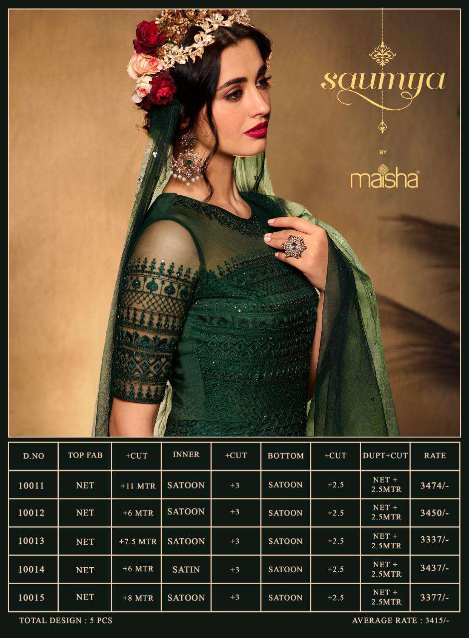 SAUMYA BY MAISHA 10001 TO 10005 SERIES BEAUTIFUL ANARKALI SUITS COLORFUL STYLISH FANCY CASUAL WEAR & ETHNIC WEAR NET EMBROIDERED DRESSES AT WHOLESALE PRICE