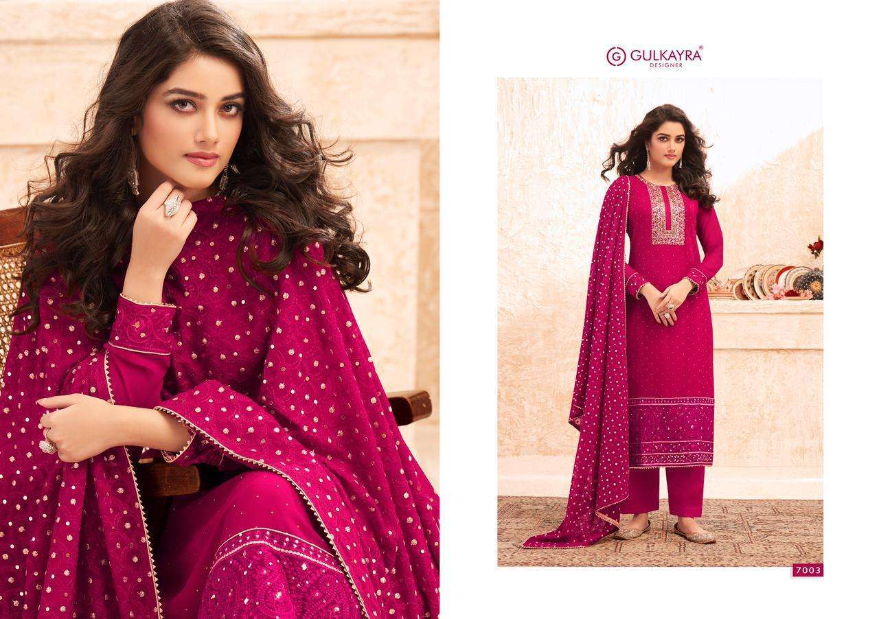 Nazmin By Gulkayra Designer 7001 To 7005 Series Beautiful Suits Colorful Stylish Fancy Casual Wear & Ethnic Wear Real Georgette Dresses At Wholesale Price