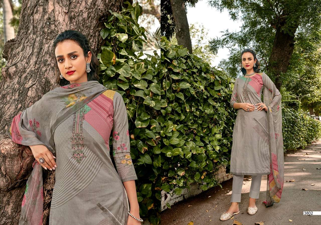 AKSHA BY SANNA FASHION 3801 TO 3810 SERIES BEAUTIFUL SUITS COLORFUL STYLISH FANCY CASUAL WEAR & ETHNIC WEAR PURE COTTON LAWN DIGITAL PRINT WITH FANCY WORK DRESSES AT WHOLESALE PRICE