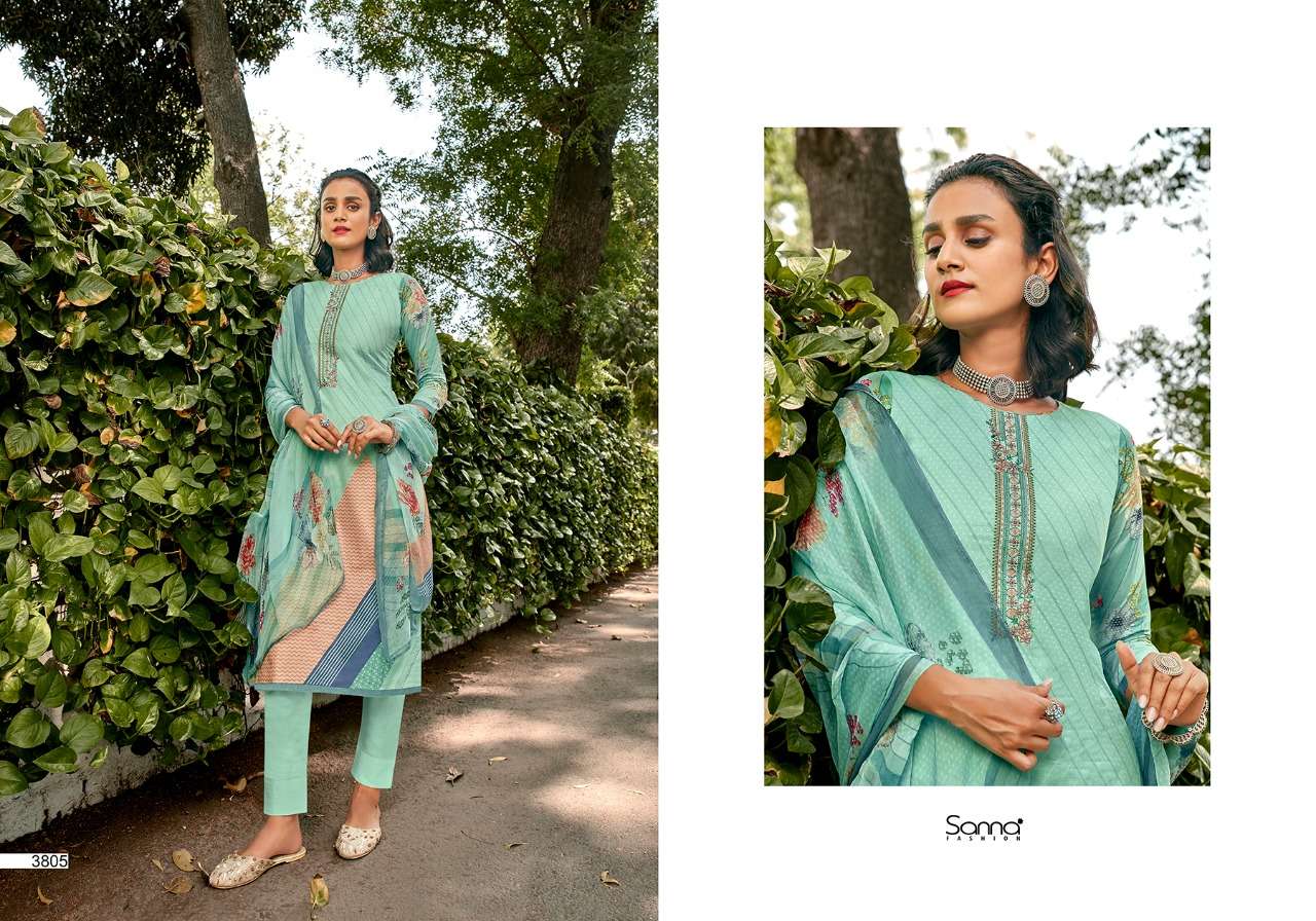 AKSHA BY SANNA FASHION 3801 TO 3810 SERIES BEAUTIFUL SUITS COLORFUL STYLISH FANCY CASUAL WEAR & ETHNIC WEAR PURE COTTON LAWN DIGITAL PRINT WITH FANCY WORK DRESSES AT WHOLESALE PRICE