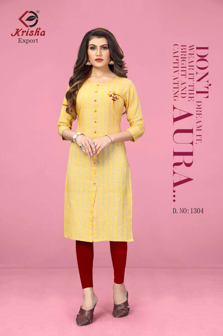 COCKTAIL BY KRISHA EXPORT 1301 TO 1304 SERIES STYLISH FANCY BEAUTIFUL COLORFUL CASUAL WEAR & WEAVING STRIPES KURTIS AT WHOLESALE PRICE