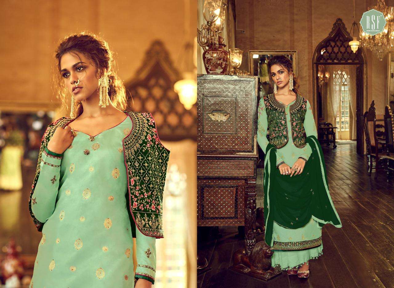 TAANI BY RIDDHI SIDDHI FASHION 18501 TO 18506 SERIES BEAUTIFUL STYLISH SHARARA SUITS FANCY COLORFUL CASUAL WEAR & ETHNIC WEAR & READY TO WEAR PURE SILK JACQUARD EMBROIDERED DRESSES AT WHOLESALE PRICE