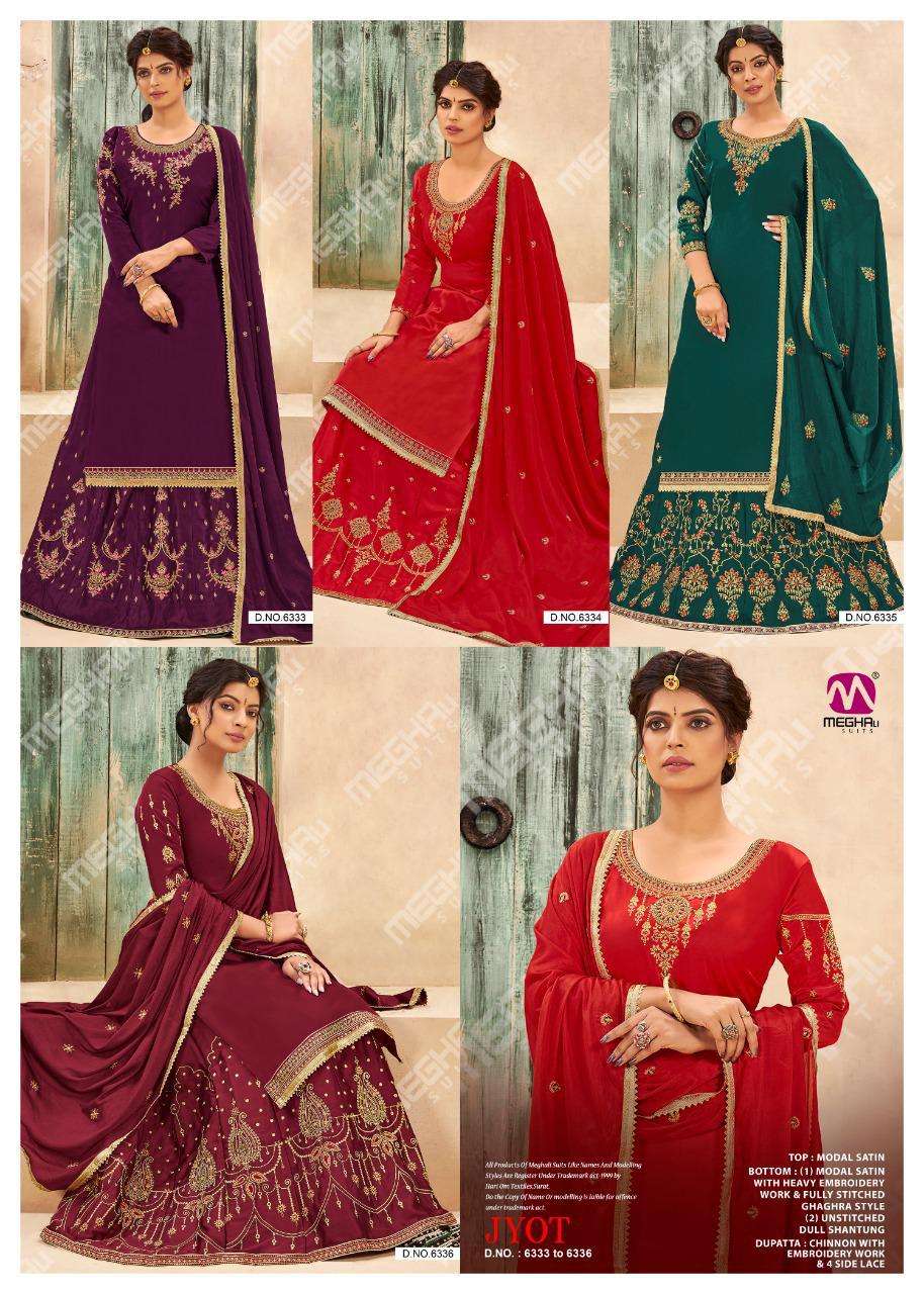 JYOT BY MEGHALI 6333 TO 6336 SERIES BEAUTIFUL SUITS COLORFUL STYLISH FANCY CASUAL WEAR & ETHNIC WEAR GEORGETTE EMBROIDERED DRESSES AT WHOLESALE PRICE