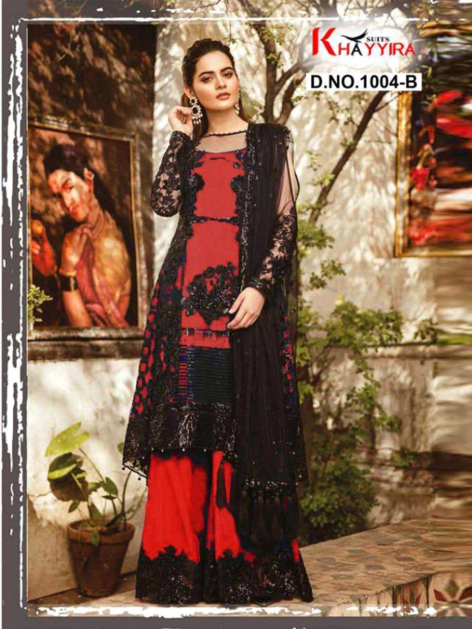 IMROZIA COLOURS BY KHAYYIRA 1004 TO 1004-B SERIES PAKISTANI SUITS BEAUTIFUL FANCY COLORFUL STYLISH PARTY WEAR & OCCASIONAL WEAR BUTTERFLY NET WITH EMBROIDERY DRESSES AT WHOLESALE PRICE