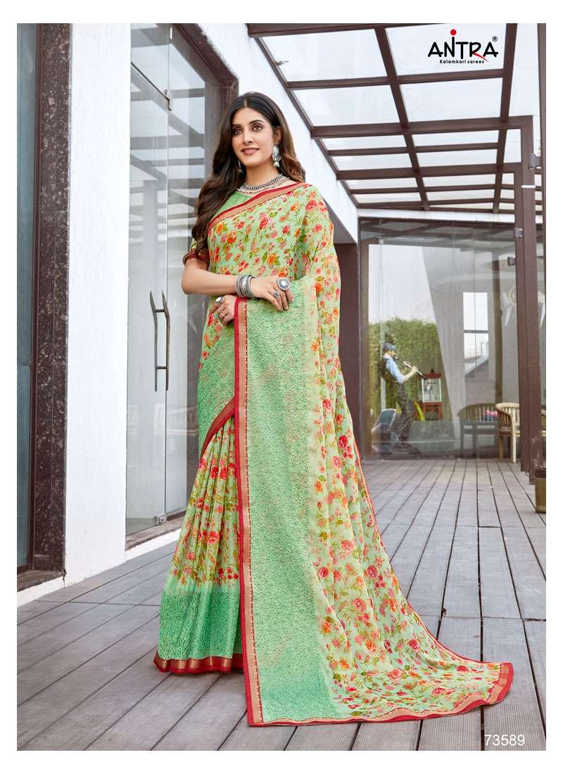 NAJRANA VOL-2 BY ANTRA 73581 TO 73590 SERIES INDIAN TRADITIONAL WEAR COLLECTION BEAUTIFUL STYLISH FANCY COLORFUL PARTY WEAR & OCCASIONAL WEAR CHIFFON PRINTED SAREES AT WHOLESALE PRICE