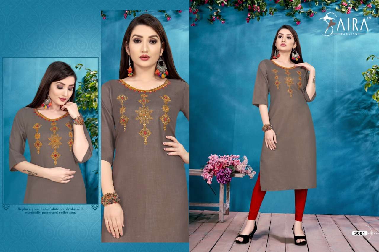 SUNEHRI VOL-3 BY SAIRA FASHION 3001 TO 3006 SERIES BEAUTIFUL COLORFUL STYLISH FANCY PARTY WEAR & ETHNIC WEAR & READY TO WEAR HEAVY RUBY SLUB COTTON KURTIS AT WHOLESALE PRICE