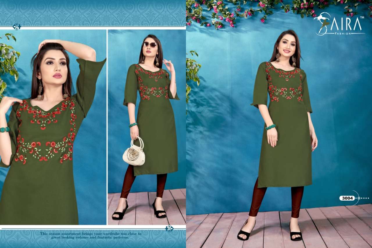 SUNEHRI VOL-3 BY SAIRA FASHION 3001 TO 3006 SERIES BEAUTIFUL COLORFUL STYLISH FANCY PARTY WEAR & ETHNIC WEAR & READY TO WEAR HEAVY RUBY SLUB COTTON KURTIS AT WHOLESALE PRICE