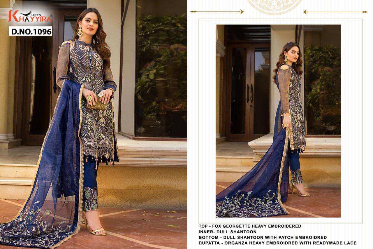 ALZOHAIB VOL-2 BY KHAYYIRA 1095 TO 1098 SERIES BEAUTIFUL SUITS STYLISH COLORFUL FANCY CASUAL WEAR & ETHNIC WEAR FAUX GEORGETTE EMBROIDERED DRESSES AT WHOLESALE PRICE