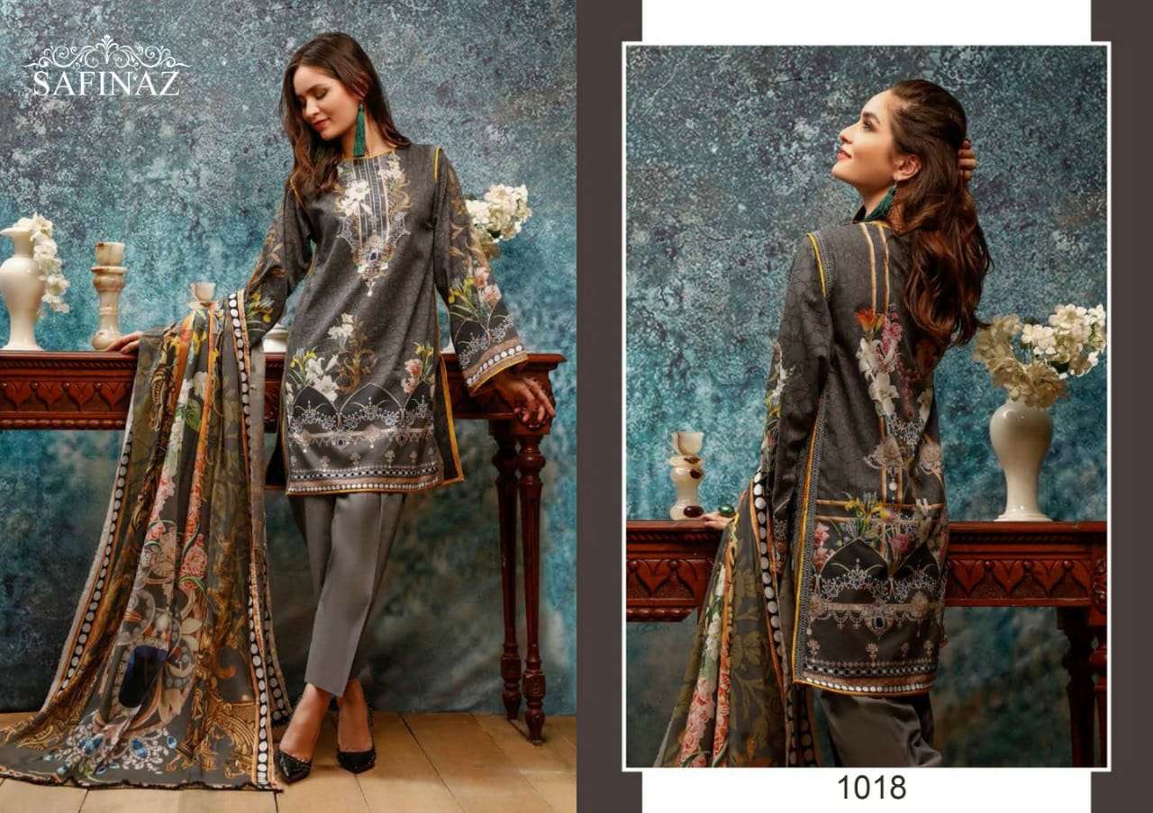 AFROZEH BY SAFINAZ 1013 TO 1018 SERIES BEAUTIFUL STYLISH PAKISATNI SUITS FANCY COLORFUL CASUAL WEAR & ETHNIC WEAR & READY TO WEAR PURE CAMBRIC COTTON WITH EMBROIDERY DRESSES AT WHOLESALE PRICE
