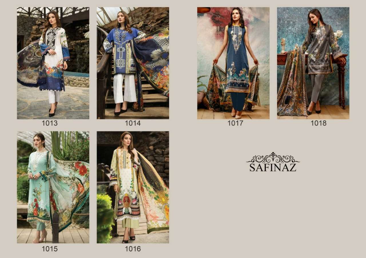 AFROZEH BY SAFINAZ 1013 TO 1018 SERIES BEAUTIFUL STYLISH PAKISATNI SUITS FANCY COLORFUL CASUAL WEAR & ETHNIC WEAR & READY TO WEAR PURE CAMBRIC COTTON WITH EMBROIDERY DRESSES AT WHOLESALE PRICE