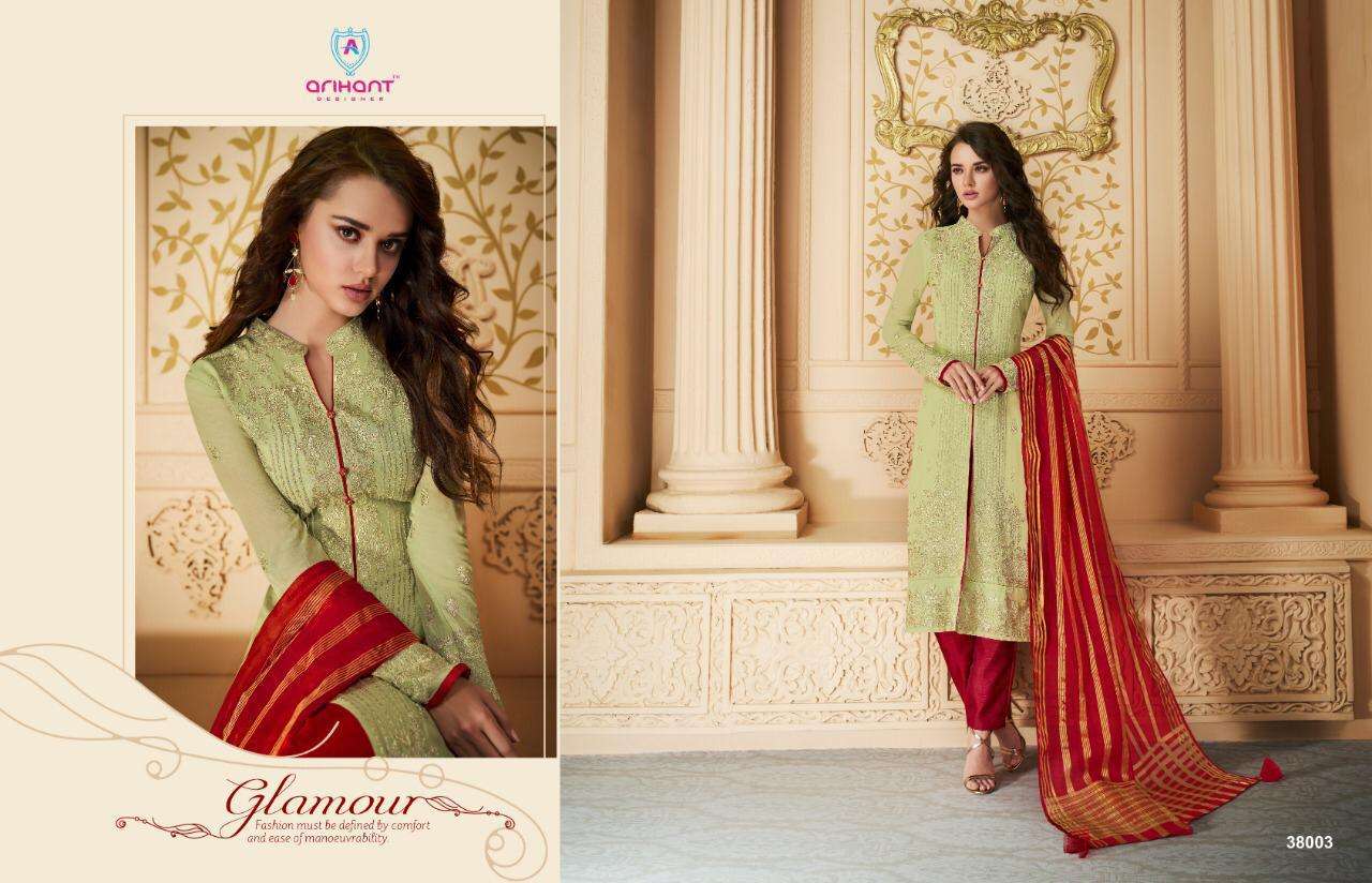 ARIHANT HIT DESIGN 38003 BY ARIHANT DESIGNER BEAUTIFUL COLORFUL STYLISH FANCY CASUAL WEAR & ETHNIC WEAR & READY TO WEAR APPLE GEORGETTE DRESSES AT WHOLESALE PRICE