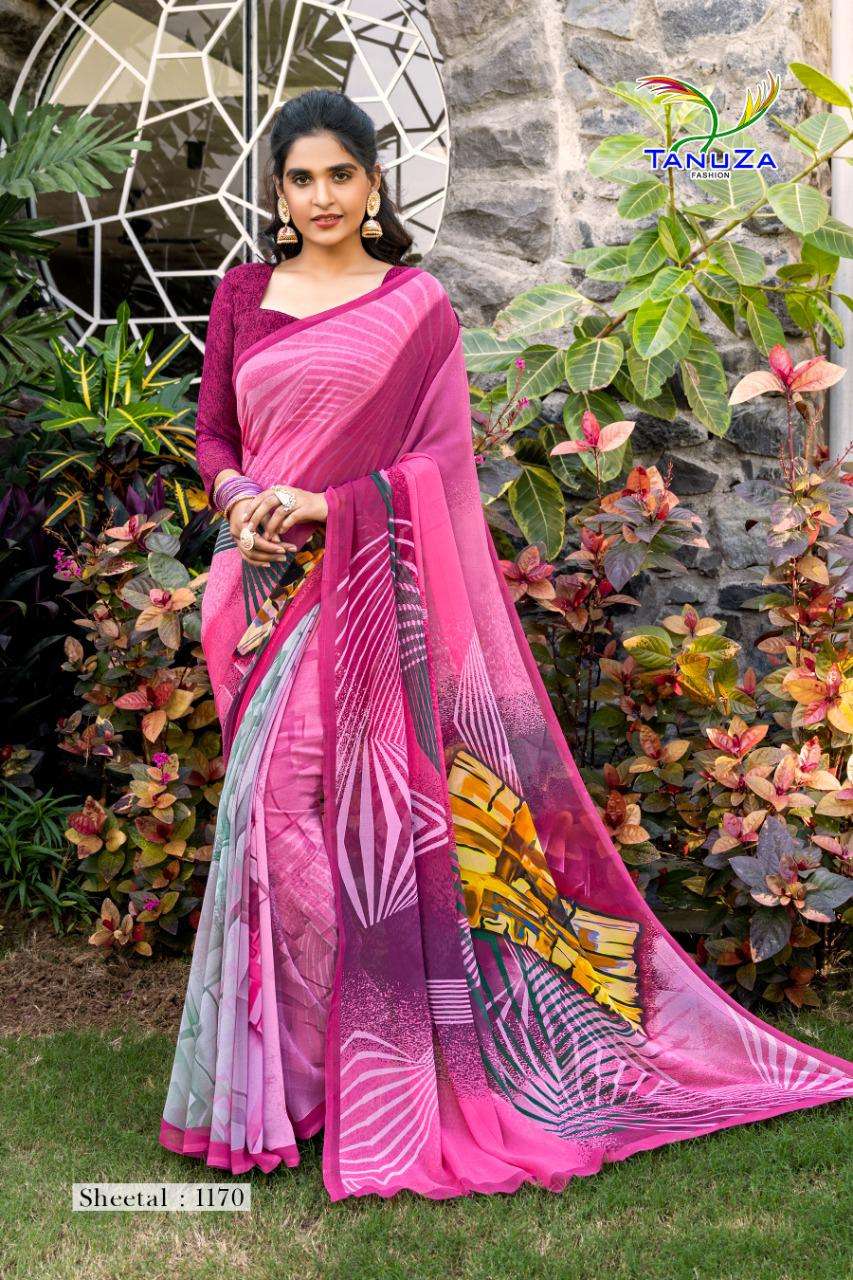 SHEETAL BY TANUZA FASHION 1165 TO 1175 SERIES INDIAN TRADITIONAL WEAR COLLECTION BEAUTIFUL STYLISH FANCY COLORFUL PARTY WEAR & OCCASIONAL WEAR GEORGETTE PLAIN SAREES AT WHOLESALE PRICE