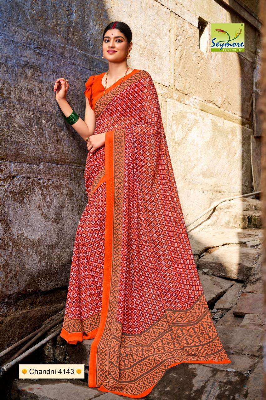 CHANDNI VOL-19 BY SEYMORE INDIAN TRADITIONAL WEAR COLLECTION BEAUTIFUL STYLISH FANCY COLORFUL PARTY WEAR & OCCASIONAL WEAR GEORGETTE PRINT SAREES AT WHOLESALE PRICE