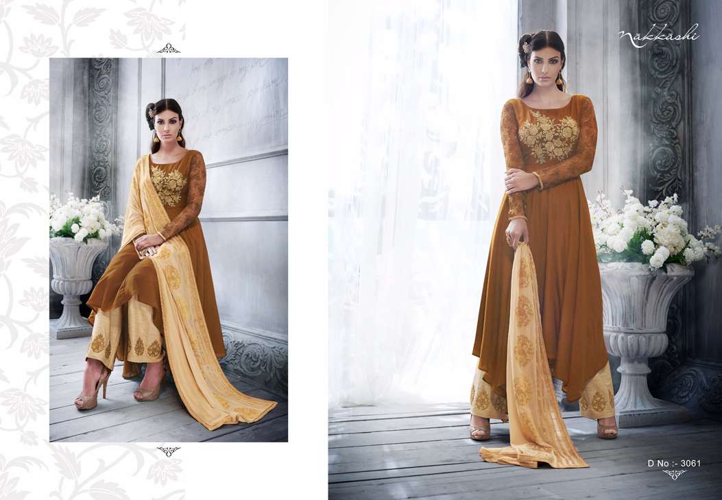Embellish By Nakkashi 3056 To 3061 Indian Designer Beautiful Colorful Wedding Collection Party Wear & Occasional Wear Net/ Silk/ Georgette Embroidered Dresses At Wholesale Price