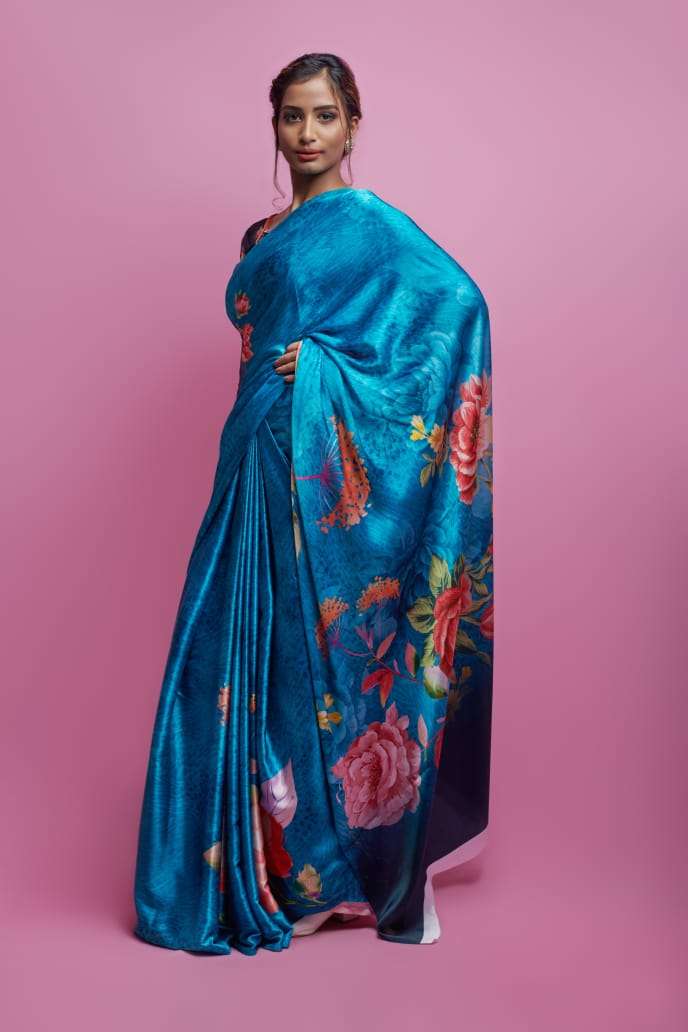 RICHA SILK BY RAJ YOG 01 TO 10 SERIES INDIAN TRADITIONAL WEAR COLLECTION BEAUTIFUL STYLISH FANCY COLORFUL PARTY WEAR & OCCASIONAL WEAR SATIN CREPE DIGITAK PRINT SAREES AT WHOLESALE PRICE