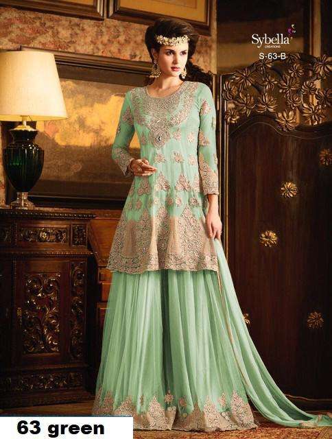SYBELLA S-63 COLOURS BY SYBELLA CREATIONS DESIGNER BEAUTIFUL WEDDING COLLECTION OCCASIONAL WEAR & PARTY WEAR HEAVY NET EMBROIDERED DRESSES AT WHOLESALE PRICE