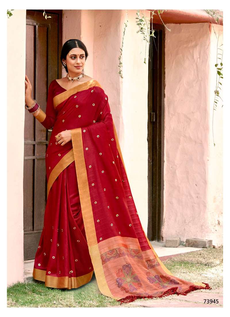 GAURI POOJA BY LIFESTYLE 73941 TO 73946 SERIES INDIAN TRADITIONAL WEAR COLLECTION BEAUTIFUL STYLISH FANCY COLORFUL PARTY WEAR & OCCASIONAL WEAR CRYSTAL SILK SAREES AT WHOLESALE PRICE