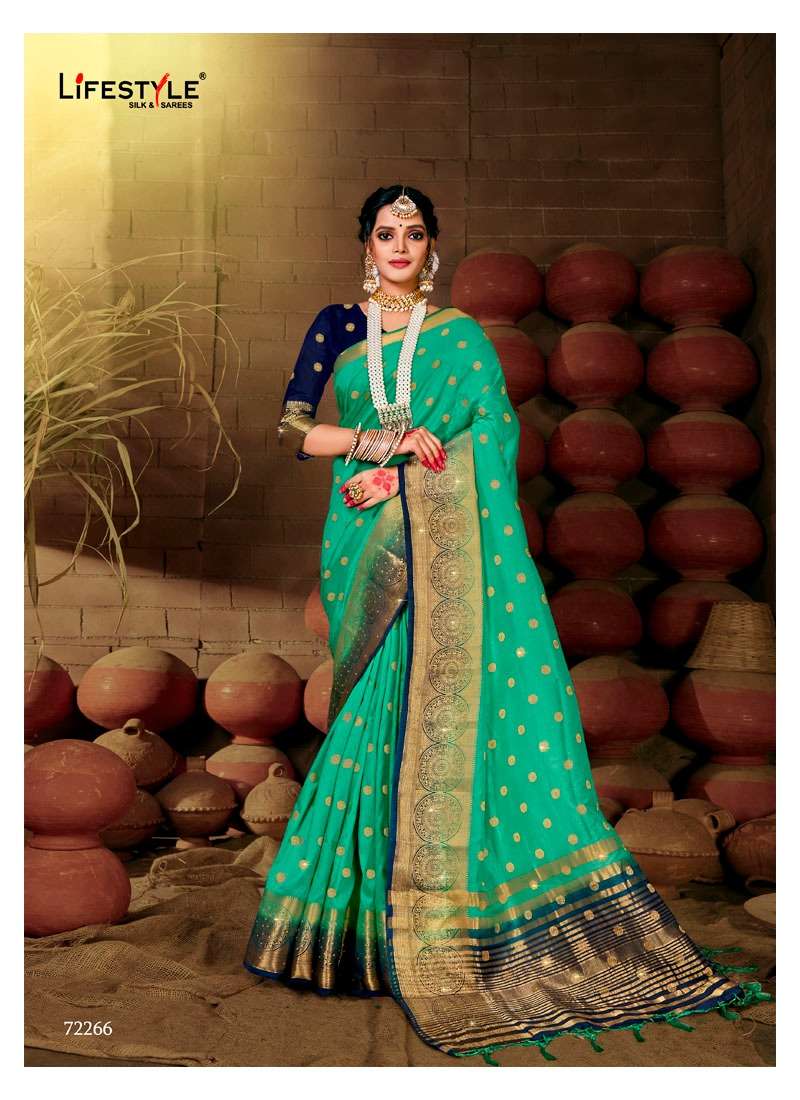RUBINA BY LIFESTYLE 72261 TO 72266 SERIES INDIAN TRADITIONAL WEAR COLLECTION BEAUTIFUL STYLISH FANCY COLORFUL PARTY WEAR & OCCASIONAL WEAR NYLON SILK SAREES AT WHOLESALE PRICE