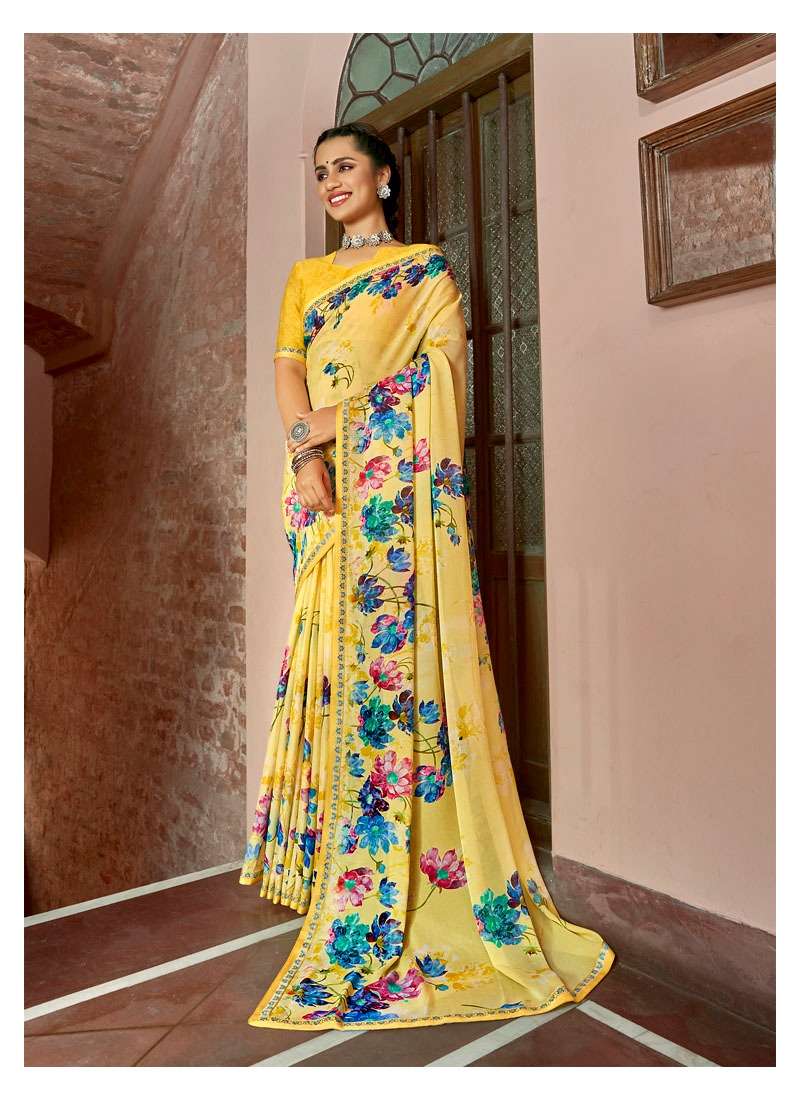 CRISPI BY ANTRA 73102 TO 73110 SERIES INDIAN TRADITIONAL WEAR COLLECTION BEAUTIFUL STYLISH FANCY COLORFUL PARTY WEAR & OCCASIONAL WEAR CHIFFON SAREES AT WHOLESALE PRICE