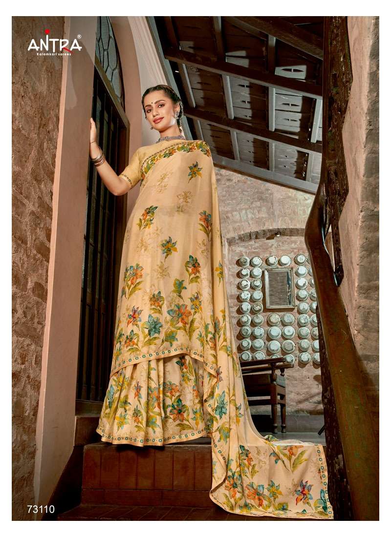 CRISPI BY ANTRA 73102 TO 73110 SERIES INDIAN TRADITIONAL WEAR COLLECTION BEAUTIFUL STYLISH FANCY COLORFUL PARTY WEAR & OCCASIONAL WEAR CHIFFON SAREES AT WHOLESALE PRICE