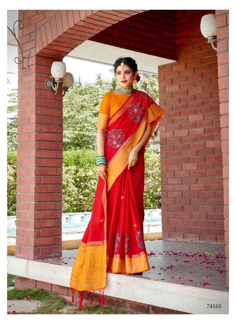 LAKHNAVI SILK BY LIFESTYLE 74161 TO 74166 SERIES INDIAN TRADITIONAL WEAR COLLECTION BEAUTIFUL STYLISH FANCY COLORFUL PARTY WEAR & OCCASIONAL WEAR DOLA SILK SAREES AT WHOLESALE PRICE