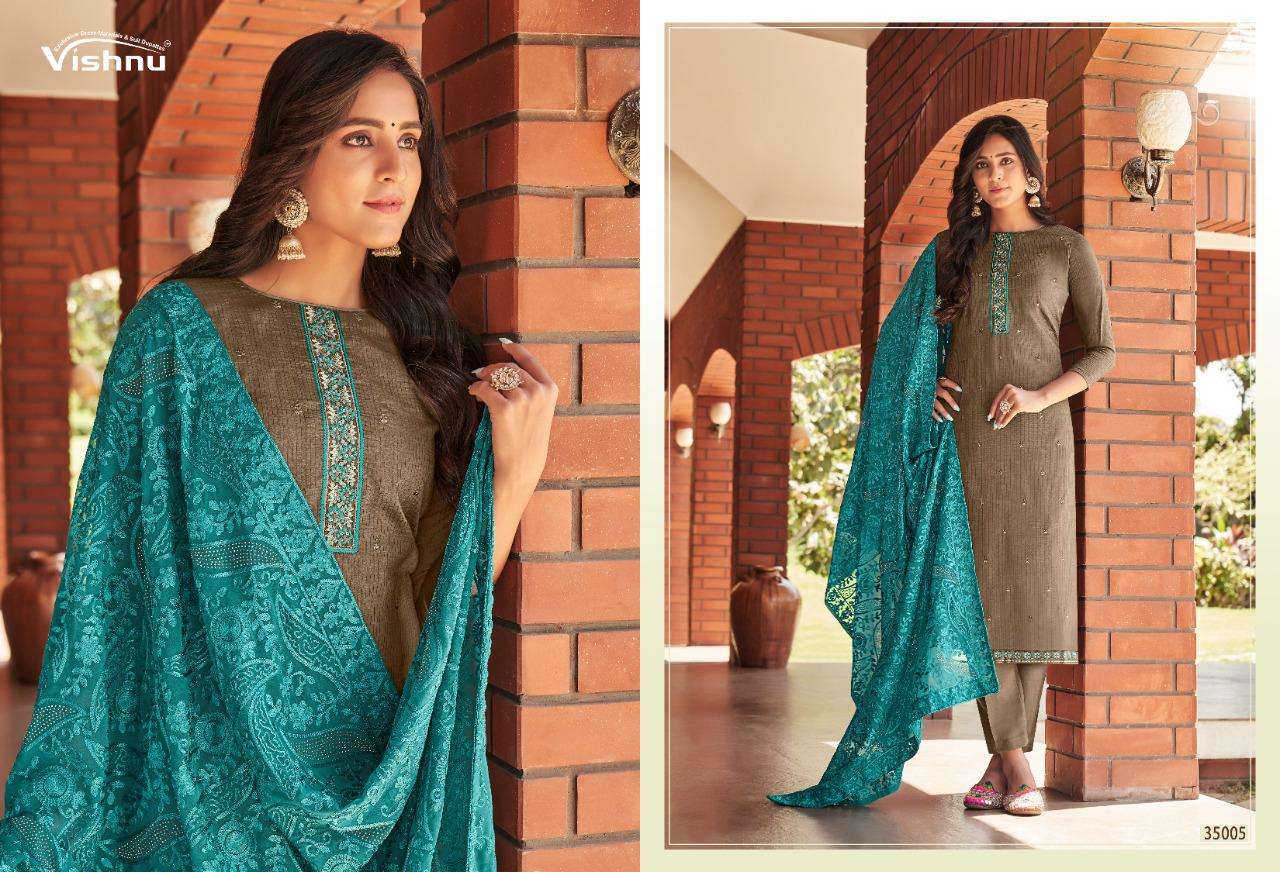 TANISHQ BY VISHNU IMPEX 35001 TO 35008 SERIES BEAUTIFUL SUITS COLORFUL STYLISH FANCY CASUAL WEAR & ETHNIC WEAR SPARKLE SILK LINING DRESSES AT WHOLESALE PRICE