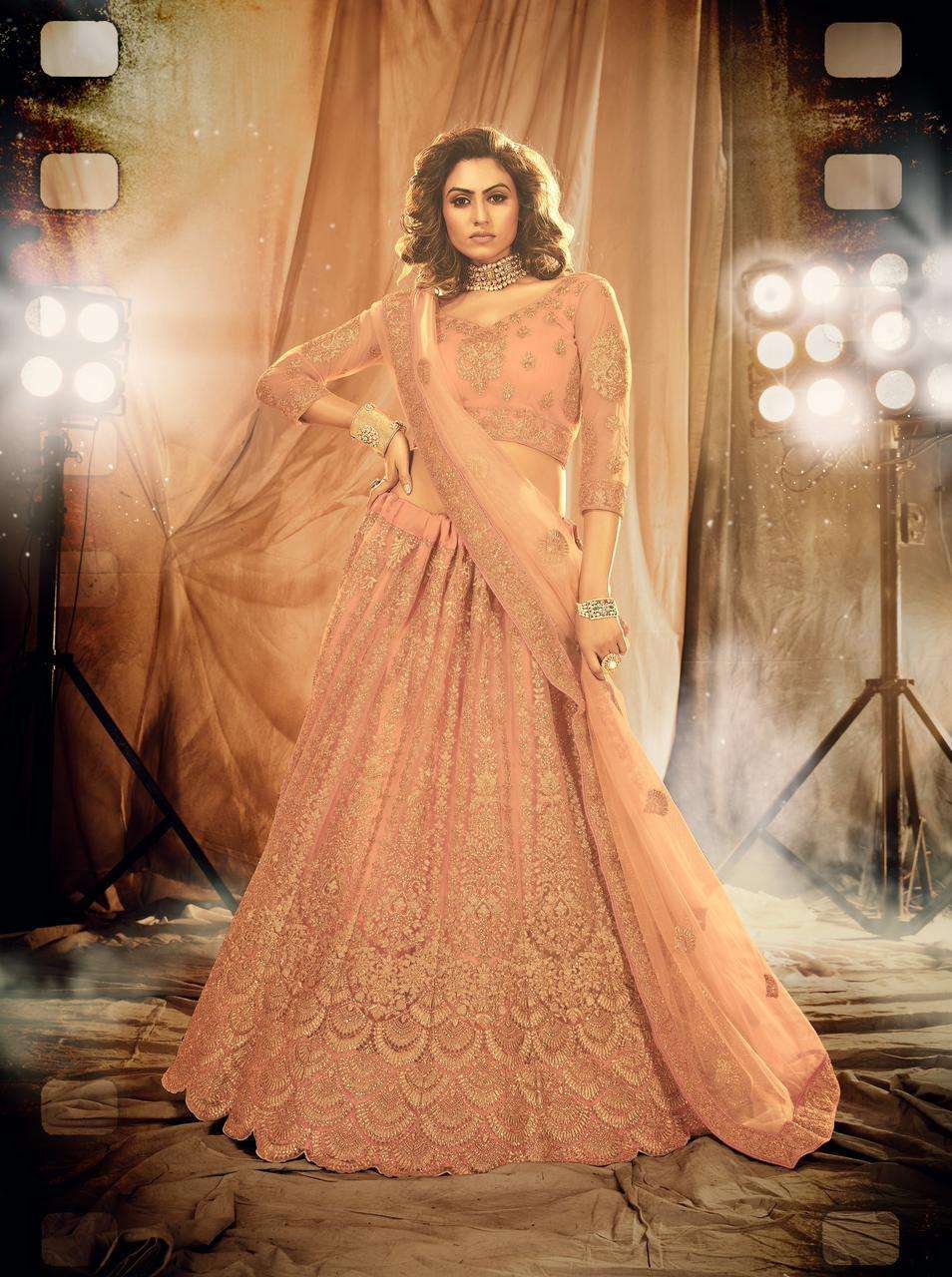 Alankar By Senhora Dresses 5001 To 5004 Series Indian Traditional Beautiful Stylish Designer Banarasi Silk Jacquard Embroidered Party Wear Net Lehengas At Wholesale Price