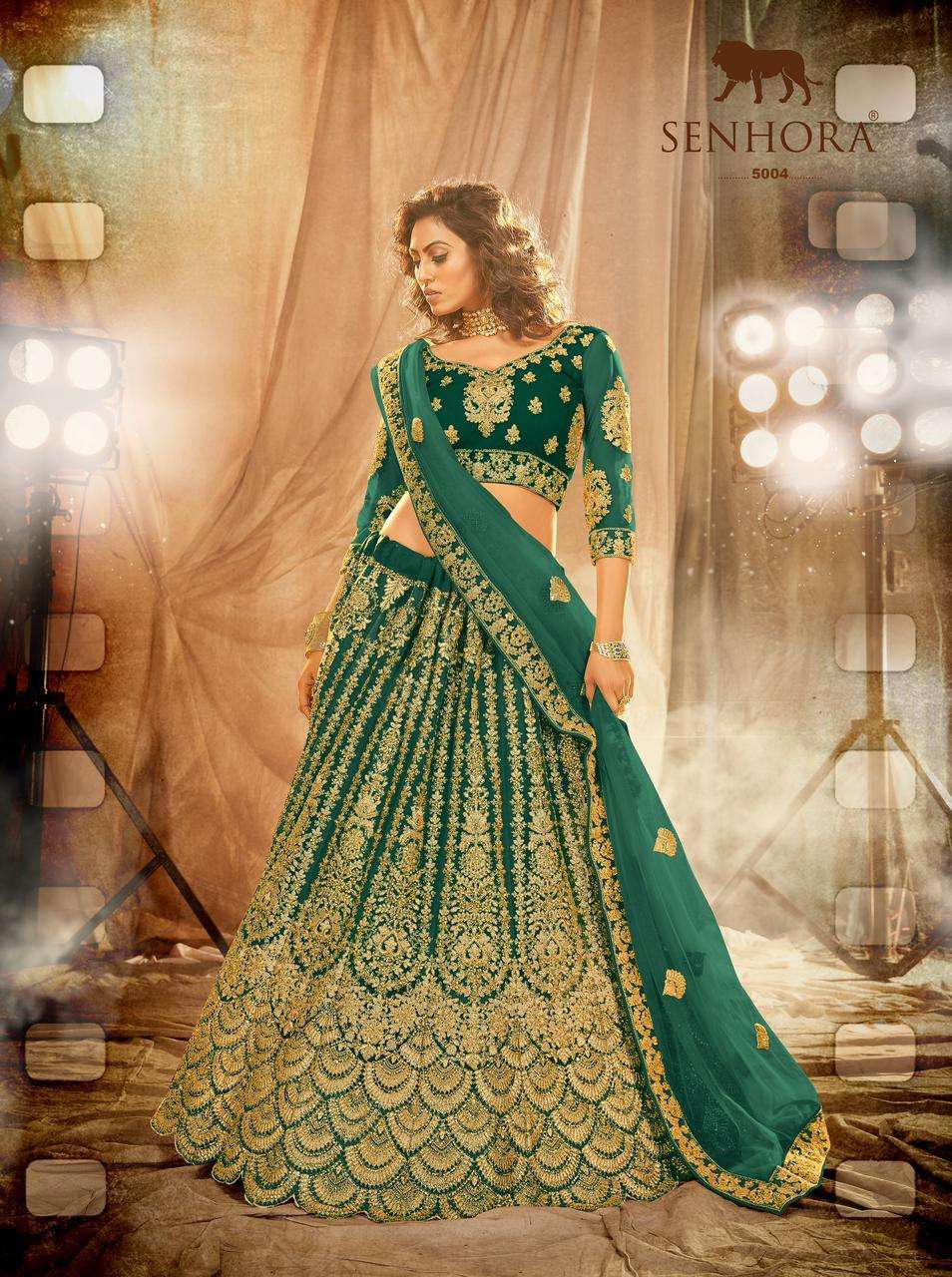 Alankar By Senhora Dresses 5001 To 5004 Series Indian Traditional Beautiful Stylish Designer Banarasi Silk Jacquard Embroidered Party Wear Net Lehengas At Wholesale Price