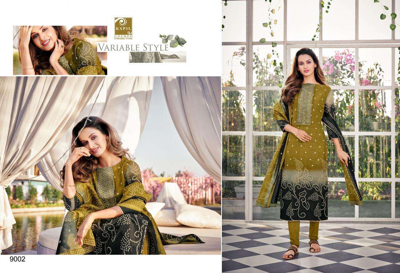 ZEHRA BY KAPIL TRENDZ 9000 TO 9006 SERIES BEAUTIFUL SUITS STYLISH FANCY COLORFUL PARTY WEAR & OCCASIONAL WEAR CHANDERI DIGITAL PRINT WITH WORK DRESSES AT WHOLESALE PRICE