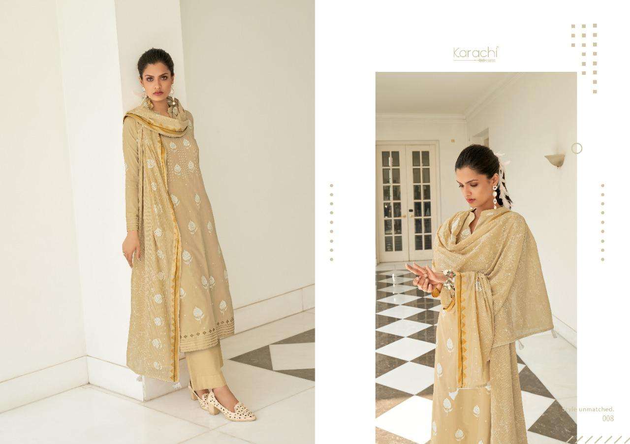 FALAK BY KARACHI PRINTS 001 TO 010 SERIES BEAUTIFUL SUITS STYLISH FANCY COLORFUL PARTY WEAR & OCCASIONAL WEAR LAWN COTTON KHADI PRINT WITH HANDWORK DRESSES AT WHOLESALE PRICE