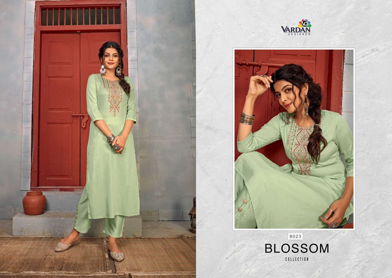 Jhumka Vol-2 By Vardan Designer 8017 To 8023 Series Designer Stylish Fancy Colorful Beautiful Party Wear & Ethnic Wear Collection Heavy Rayon Embroidery Kurtis With Bottom At Wholesale Price