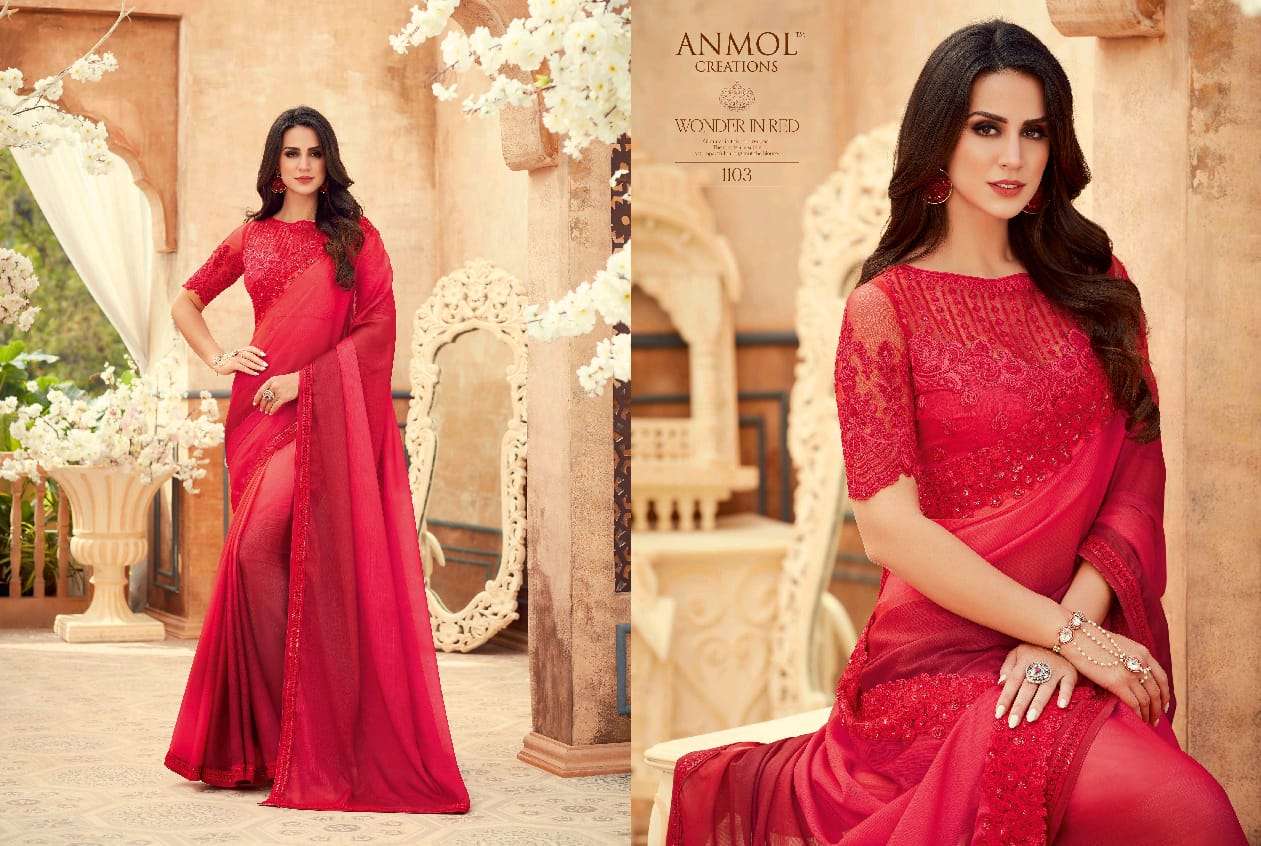 ELEGANCE VOL-11 BY ANMOL CREATION 1101 TO 1115 SERIES INDIAN TRADITIONAL WEAR COLLECTION BEAUTIFUL STYLISH FANCY COLORFUL PARTY WEAR & OCCASIONAL WEAR CHIFFON DIGITAL PRINT SAREES AT WHOLESALE PRICE