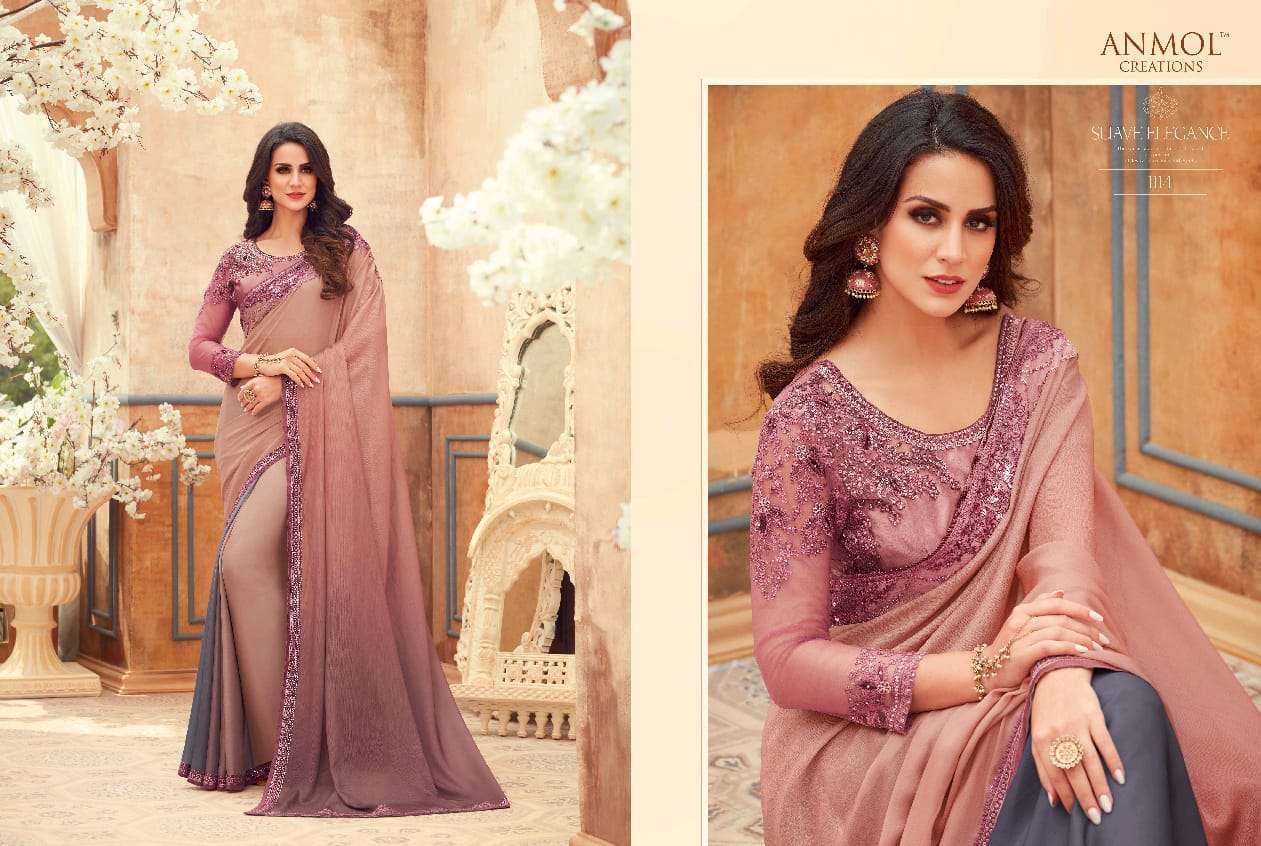 ELEGANCE VOL-11 BY ANMOL CREATION 1101 TO 1115 SERIES INDIAN TRADITIONAL WEAR COLLECTION BEAUTIFUL STYLISH FANCY COLORFUL PARTY WEAR & OCCASIONAL WEAR CHIFFON DIGITAL PRINT SAREES AT WHOLESALE PRICE