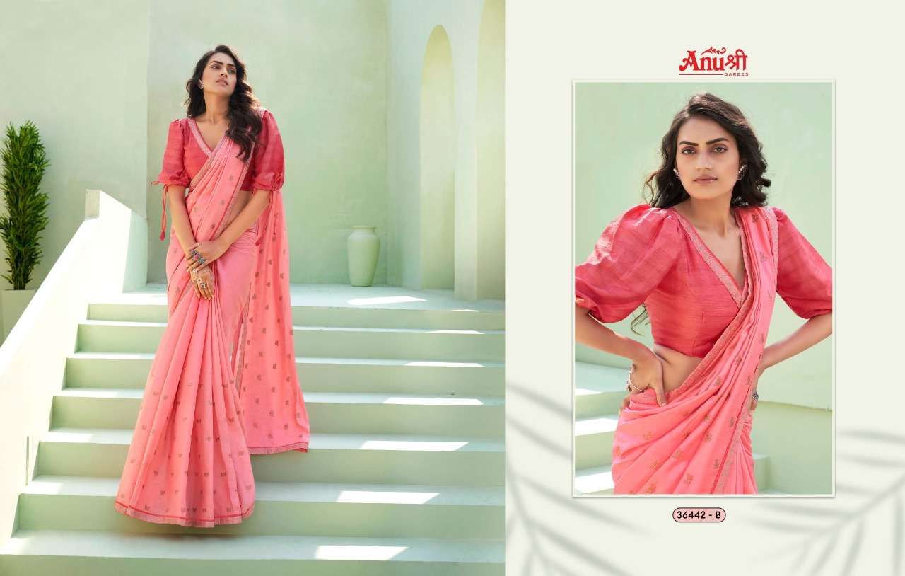 AARSHI BY ANUSHREE 36442-A TO 36442-H SERIES INDIAN TRADITIONAL WEAR COLLECTION BEAUTIFUL STYLISH FANCY COLORFUL PARTY WEAR & OCCASIONAL WEAR GEORGETTE EMBROIDERED SAREES AT WHOLESALE PRICE