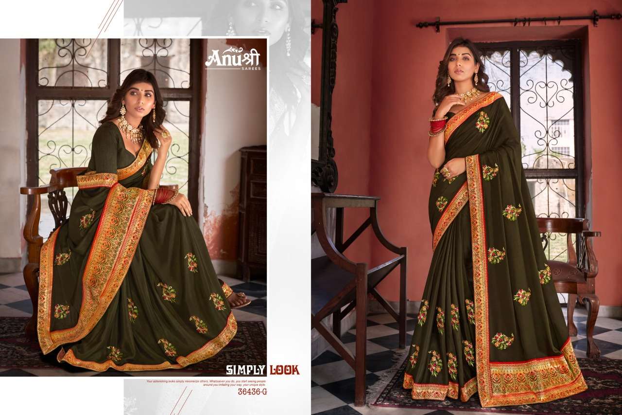 JODHA BY ANUSHREE 36436-A TO 36436-H SERIES INDIAN TRADITIONAL WEAR COLLECTION BEAUTIFUL STYLISH FANCY COLORFUL PARTY WEAR & OCCASIONAL WEAR GEORGETTE EMBROIDERED SAREES AT WHOLESALE PRICE