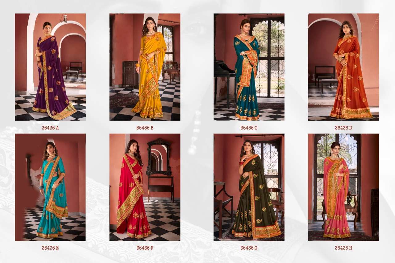 JODHA BY ANUSHREE 36436-A TO 36436-H SERIES INDIAN TRADITIONAL WEAR COLLECTION BEAUTIFUL STYLISH FANCY COLORFUL PARTY WEAR & OCCASIONAL WEAR GEORGETTE EMBROIDERED SAREES AT WHOLESALE PRICE