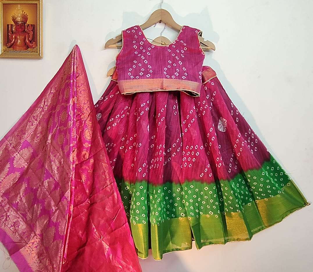 BANDHANI LEHENGA VOL-2 BY FASHID WHOLESALE 201 TO 215 SERIES BEAUTIFUL COLORFUL FANCY WEDDING COLLECTION OCCASIONAL WEAR & PARTY WEAR SOFT LINEN COTTON LEHENGAS AT WHOLESALE PRICE