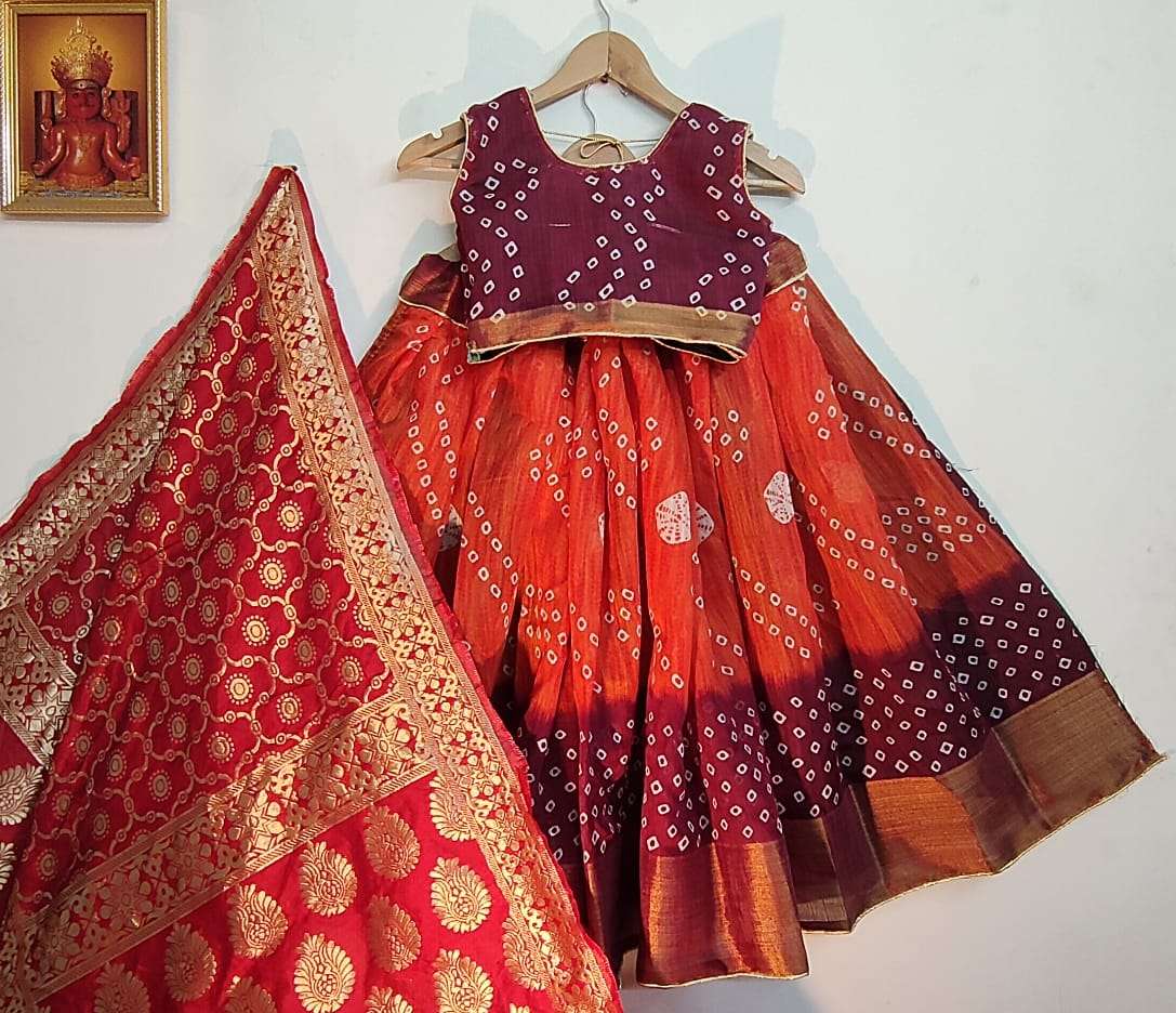 BANDHANI LEHENGA VOL-2 BY FASHID WHOLESALE 201 TO 215 SERIES BEAUTIFUL COLORFUL FANCY WEDDING COLLECTION OCCASIONAL WEAR & PARTY WEAR SOFT LINEN COTTON LEHENGAS AT WHOLESALE PRICE