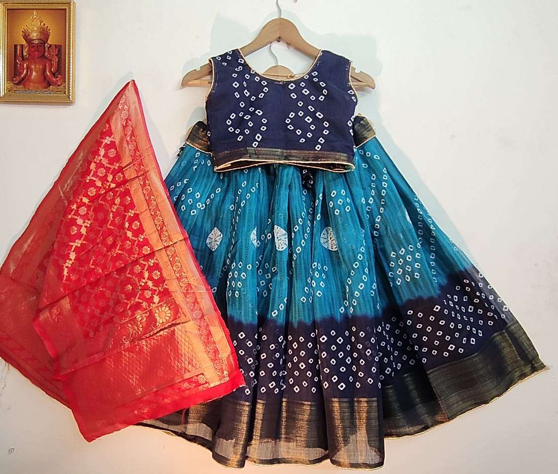 BANDHANI LEHENGA VOL-2 BY FASHID WHOLESALE 201 TO 215 SERIES BEAUTIFUL COLORFUL FANCY WEDDING COLLECTION OCCASIONAL WEAR & PARTY WEAR SOFT LINEN COTTON LEHENGAS AT WHOLESALE PRICE