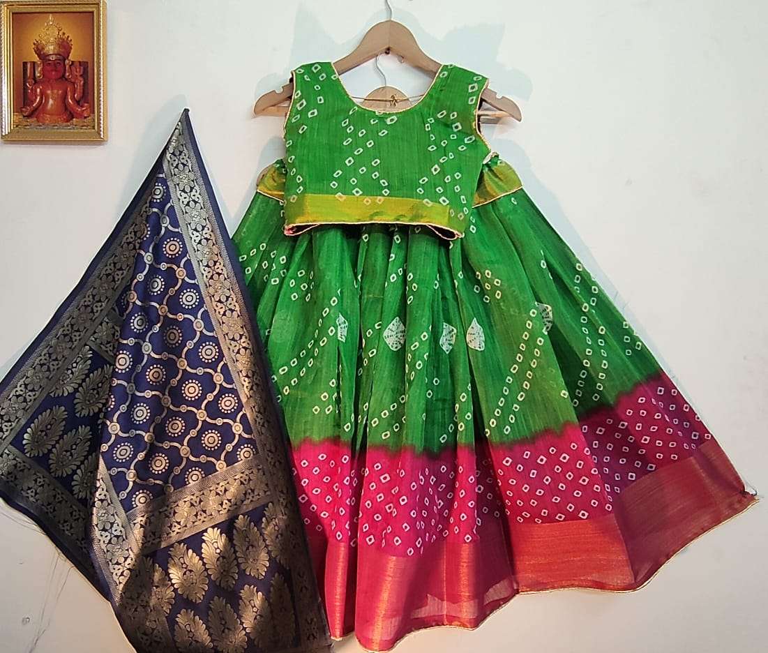 BANDHANI LEHENGA VOL-2 BY FASHID WHOLESALE 201 TO 215 SERIES BEAUTIFUL COLORFUL FANCY WEDDING COLLECTION OCCASIONAL WEAR & PARTY WEAR SOFT LINEN COTTON LEHENGAS AT WHOLESALE PRICE