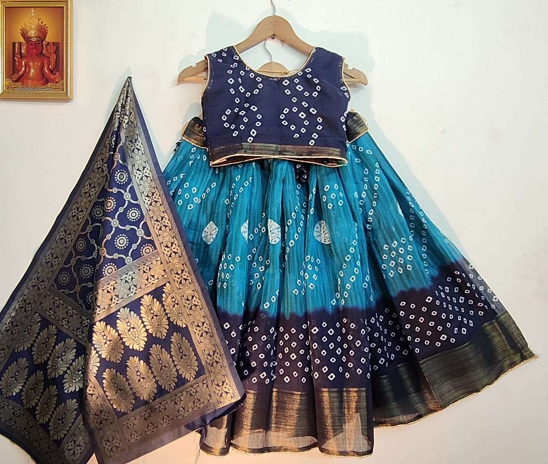 BANDHANI LEHENGA VOL-2 BY FASHID WHOLESALE 201 TO 215 SERIES BEAUTIFUL COLORFUL FANCY WEDDING COLLECTION OCCASIONAL WEAR & PARTY WEAR SOFT LINEN COTTON LEHENGAS AT WHOLESALE PRICE