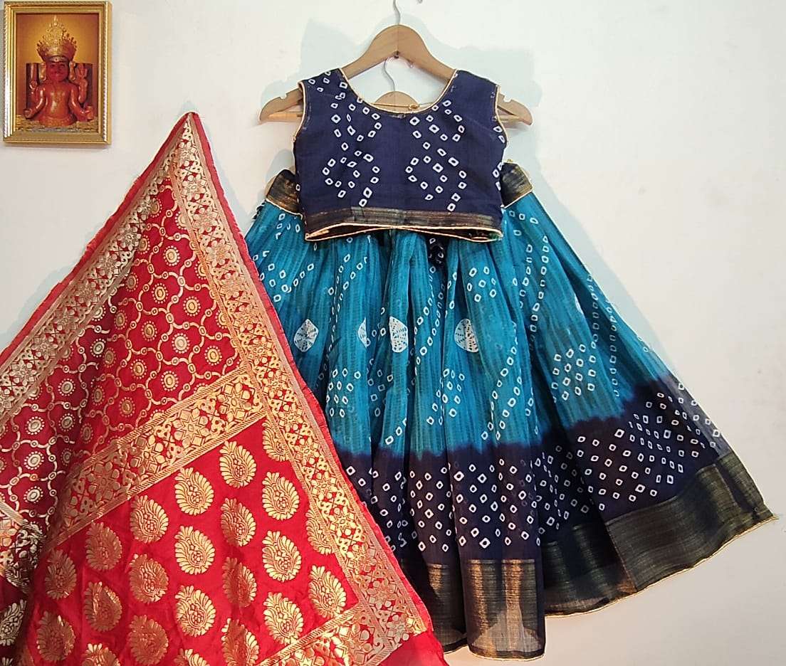 BANDHANI LEHENGA VOL-2 BY FASHID WHOLESALE 201 TO 215 SERIES BEAUTIFUL COLORFUL FANCY WEDDING COLLECTION OCCASIONAL WEAR & PARTY WEAR SOFT LINEN COTTON LEHENGAS AT WHOLESALE PRICE