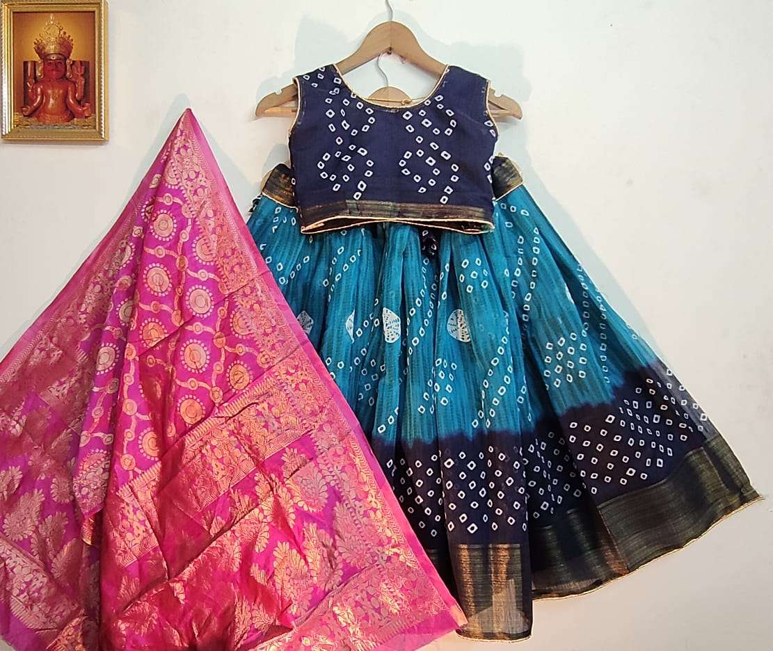 BANDHANI LEHENGA VOL-2 BY FASHID WHOLESALE 201 TO 215 SERIES BEAUTIFUL COLORFUL FANCY WEDDING COLLECTION OCCASIONAL WEAR & PARTY WEAR SOFT LINEN COTTON LEHENGAS AT WHOLESALE PRICE