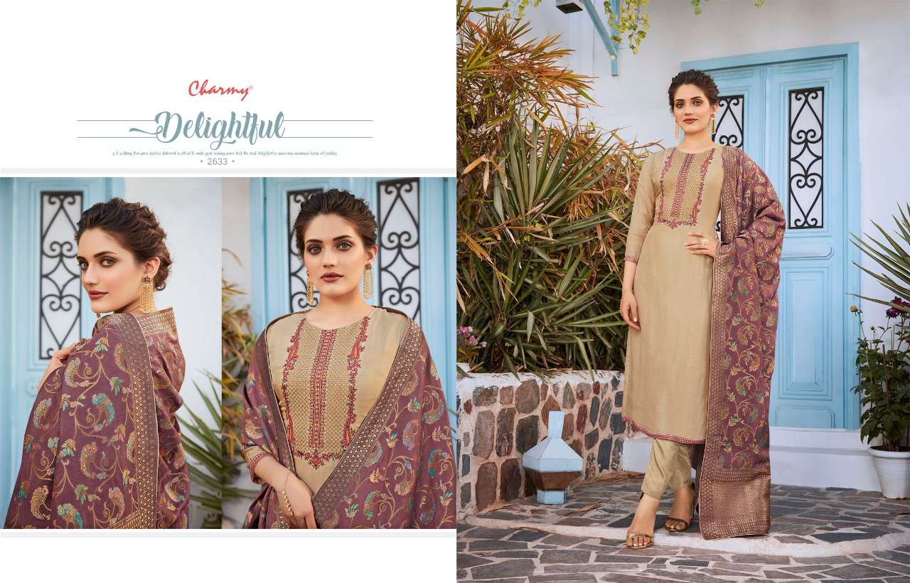 SHAKUNTLA BY MEERA TRENDZ 2631 TO 2636 SERIES BEAUTIFUL STYLISH SHARARA SUITS FANCY COLORFUL CASUAL WEAR & ETHNIC WEAR & READY TO WEAR PURE DOLA SILK EMBROIDERED DRESSES AT WHOLESALE PRICE